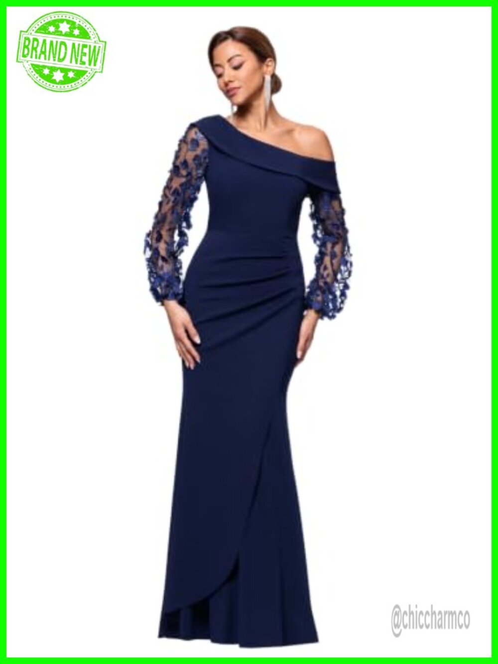 Scuba Crepe One Shoulder Satin Bow Sash Floor Length Dress